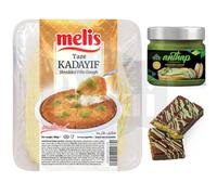 Melis Kadaifi Pastry Threads Fresh Kadayif Turkish style dessert to use famous dubai chocolate Kataifi 400 Gram by Anthap Pistachio Cream 30% Pistachio 200 Gramm [ Fresh Guarantee ]