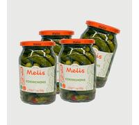 Melis Pickled Cornichons 350G Crunchy Pickled Gherkins in Brine Perfect As A Side Or Snack, Product from Turkey Origin Pack of 4
