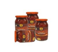 Melis Roasted red Pepper Pickle 340G with Garlic Suitable for Vegetarians Pickle in Jar Canned Food Ready to Use Product of Turkey Pack of 4