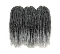Melisay 3packs 18 Inch Grey Afro Kinky Bulk Kanekalon Marley Hair Synthetic Faux Locs Crochet Braids Curly Marley Braiding Twist Hair Extensions-TGRAY