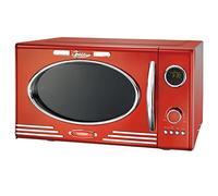 MELISSA 16330129 Retro Microwave, 1000 Watt, 23 Litre Cooking Chamber, Design Microwave with Grill, Metallic Red