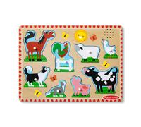 Melissa & Doug Farm Animals Sound Puzzle | Wooden Peg Toys for Kids, Early Learning Jigsaw | Age 2-4