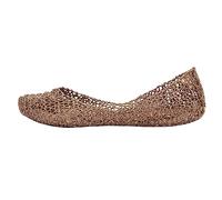 Melissa Campana Papel Flats for Women - Comfortable, Stylish & Flexible Slide-On Closed-Toe Jelly Flat Shoes with Hollow Interwoven Cut Out Design, Metallic Gold, 7 UK
