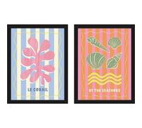 Melissa Donne Le Corail/by The Seashore Framed Print Set (Pack Of 2) Black (43Cm X 33Cm)