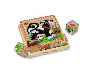 Melissa & Doug 10775 Farm Cube Puzzle Puzzles Wooden Toy 3+ Gift for Boy or Girl, 20.32 cm H x 20.32 cm W x 5.715 cm L
