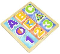 Melissa & Doug 11899 First Wooden Toys ABC-123 Chunky Puzzle(9 Pieces), multicoloured