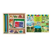Melissa & Doug 1633 Dinosaur Stamp Set | Arts & Crafts | Stamp Sets & Stencils | 4+ |, Multicolor & Reusable Sticker Pad - Habitats | Activity Pad | Sticker Pad | 3+ | Gift for Boy or Girl