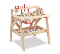 Melissa & Doug Wooden Project Solid Wood Workbench | Pretend Play | Play Sets | 3+ | Gift for Boy or Girl