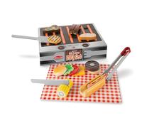 Melissa & Doug 9280 Grill and Serve BBQ Set (20 pcs) -Wooden Play Food and Accessories, Multi-Colored, 1 EA