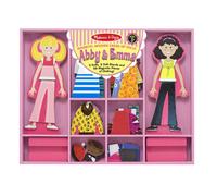 Melissa & Doug Abby and Emma Deluxe Magnetic Wooden DressUp Dolls Play Set 55 pcs