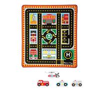 Melissa & Doug Around The City Rescue Rug With 4 Wooden Vehicles (39 x 36 inches)