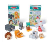 Melissa & Doug Blockables Farm and Woodland 2-Pack Bundle Connectable Wooden Building Blocks Preschool Play Set Toy