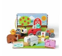 Melissa & Doug Wooden Building Blocks Set Blockables Farm Snap & Play, 56 pcs, Ages 2-7, FSC Certified