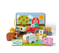 Melissa & Doug Blockables Farm Snap And Play | Wooden Building Toys for Kids, 56 Pcs | Age 2-7 - FSC Certified