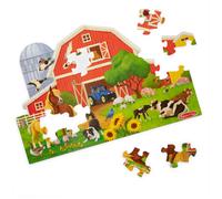 Melissa & Doug Busy Barn Shaped Jumbo Floor Puzzle, 32-Piece Barn-Shaped Jigsaw Puzzle with Farm Animals, 3 x 2 Foot Toddler Puzzles for Kids Ages 3+
