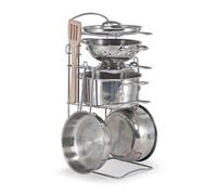 Melissa & Doug Children's Kitchen Pot Set Made of Stainless Steel, 8 Pieces, with Pots, Pan and Kitchen Utensils, for Children from 3 Years