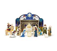 Melissa & Doug Classic Wooden Christmas Nativity Set With 4-Piece Stable and 11 Wooden Figures | Christmas Gifts | Christmas Toys for Kids | Pretend Play | 3+ | Gift for Boy or Girl