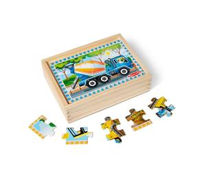 Melissa & Doug Construction Puzzles in a Box | Puzzles | Wooden Toy | 3+ | Gift for Boy or Girl