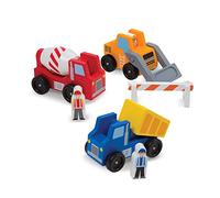 Melissa & Doug Construction Vehicle Set, Wooden Vehicles and Trains, Trucks and Vehicles, 2+, Gift for Boy or Girl