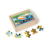 Melissa & Doug Construction Vehicles 4-in-1 Wooden Jigsaw Puzzles in a Box (48 Pieces)