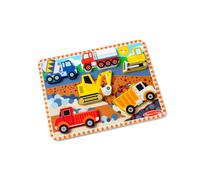 Melissa & Doug Construction Vehicles Wooden Chunky Puzzle (6 pcs) Multicolor 11.95 x 8.95 x 1.0
