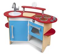 Melissa & Doug Cooks Corner Wooden Kitchen Hob Oven Fridge 91cm