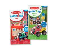 Melissa & Doug Created by Me! Paint & Decorate Your Own Wooden Vehicles Craft Kit for Kids 2 Pack - Monster Truck, Train