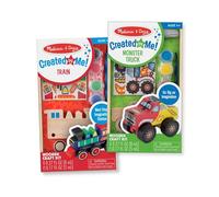 Melissa & Doug Created by Me! Paint & Decorate Your Own Wooden Vehicles Craft Kit For Kids 2 Pack - Monster Truck Train