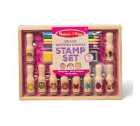 Melissa & Doug Deluxe Happy Handle Stamp Set (10 Stamps, 5 Coloured Pencils, and 6-Colour Washable Ink Pad)