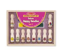 Melissa & Doug Deluxe Happy Handle Stamp Set With 10 Stamps 5 Colored Pencils and 6-Color Washable Ink Pad