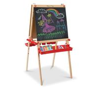 Melissa & Doug Deluxe Magnetic Standing Art Easel With Chalkboard, Dry-Erase Board, and 39 Letter and Number Magnets - FSC Certified