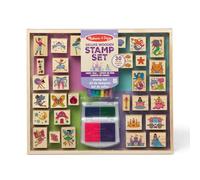 Melissa & Doug Deluxe Wooden Coloring Set - Fairy Tale (30 Stamps, 6 Markers, 2 Durable 2-Color Stamp Pads)