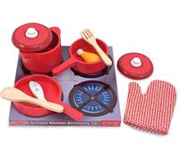 Melissa & Doug Deluxe Wooden Kitchen Accessory Set - Pots & Pans (8 pcs)