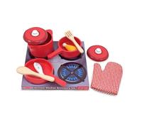 Melissa & Doug Deluxe Wooden Kitchen Accessory Set - Pots & Pans (8 pcs)