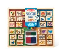 Melissa & Doug Deluxe Wooden Stamp Set: Animals - 30 Stamps, 6 Markers, 2 Stamp Pads