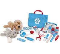 Melissa & Doug Examine & Treat Pet Vet Play Set - 24-Piece Pretend Play Kit with Plush Dog & Cat, Stethoscope & Bandages - Interactive Toy for Kids Age 3 Plus