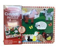 MELISSA & DOUG Farm Animals Chunky Puzzle 8 Pieces Wooden Educational Toy TH