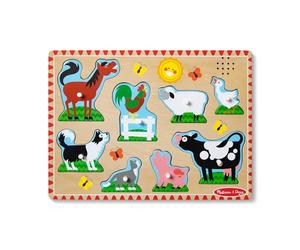 Melissa & Doug Farm Animals Sound Puzzle - 8-Pieces Wooden with Light-Activated Sounds - Interactive Learning Toy for Kids Age 2 Plus