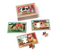 Melissa & Doug Farm Jigsaw Puzzles in a Box (Four Wooden Puzzles, Beautiful Artwork, Sturdy Wooden Storage Box, 48 Pieces, 20.32 cm H x 15.24 cm W x 6.35 cm L)