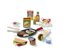 Melissa & Doug Fill & Fold Taco & Tortilla Set, 43 Pieces - Sliceable Wooden Mexican Play Food, Skillet, and More - FSC CertifiedTaco Play Food Set, Pretend Kitchen Toy for Kids Ages 3+