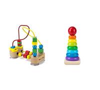 Melissa & Doug First Bead Maze | Developmental Toy | Motor Skills | 3+ | Gift for Boy or Girl & Rainbow Stacker | Developmental Toy | Motor Skills | Problem Solving | 12 Months | Gift for Boy or Girl
