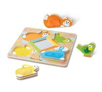 Melissa & Doug First Play Wooden Touch and Feel Puzzle Peek-a-Boo Pets With Mirror