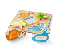 Melissa & Doug First Play Wooden Touch and Feel Puzzle Peek-a-Boo Pets With Mirror