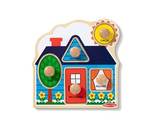 Melissa & Doug First Shapes Jumbo Peg Puzzle, 5-Piece Wooden Knob Puzzle with Bright Colors & Matching Pictures, Early Learning Toy for Kids Age 12 Months Plus