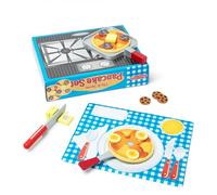 Melissa & Doug Flip and Serve Pancake Set (19 pcs) - Wooden Breakfast Play Food,Brown
