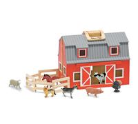 Melissa & Doug Fold & Go Wooden Barn Play Set, Portable with Farm Animals Age 3+