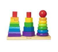 Melissa & Doug Geometric Stacker | Wooden Development Toy | Motor Skills | Troubleshooting | 2+ | Gift for Boy or Girl