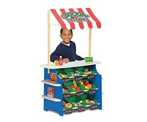 Melissa & Doug Grocery Store and Lemonade Stand Pretend Play Toy Large Wooden Playset Interactive Role-Playing Gift for Boys and Girls Age 3+