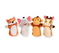 Melissa & Doug Zoo Friends Hand Puppets (Set of 4) - Elephant, Giraffe, Tiger, and Monkey