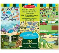 Melissa & Doug Kids Reusable Sticker Pad - Habitats, 100 Pieces, Green Vinyl, Matte Finish, Reusable, Indoor Use, Wall, Scrapbook, Laptop